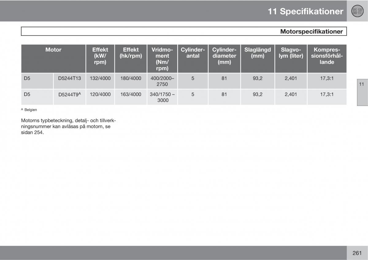 Volvo S40 II 2 instruktionsbok / page 261