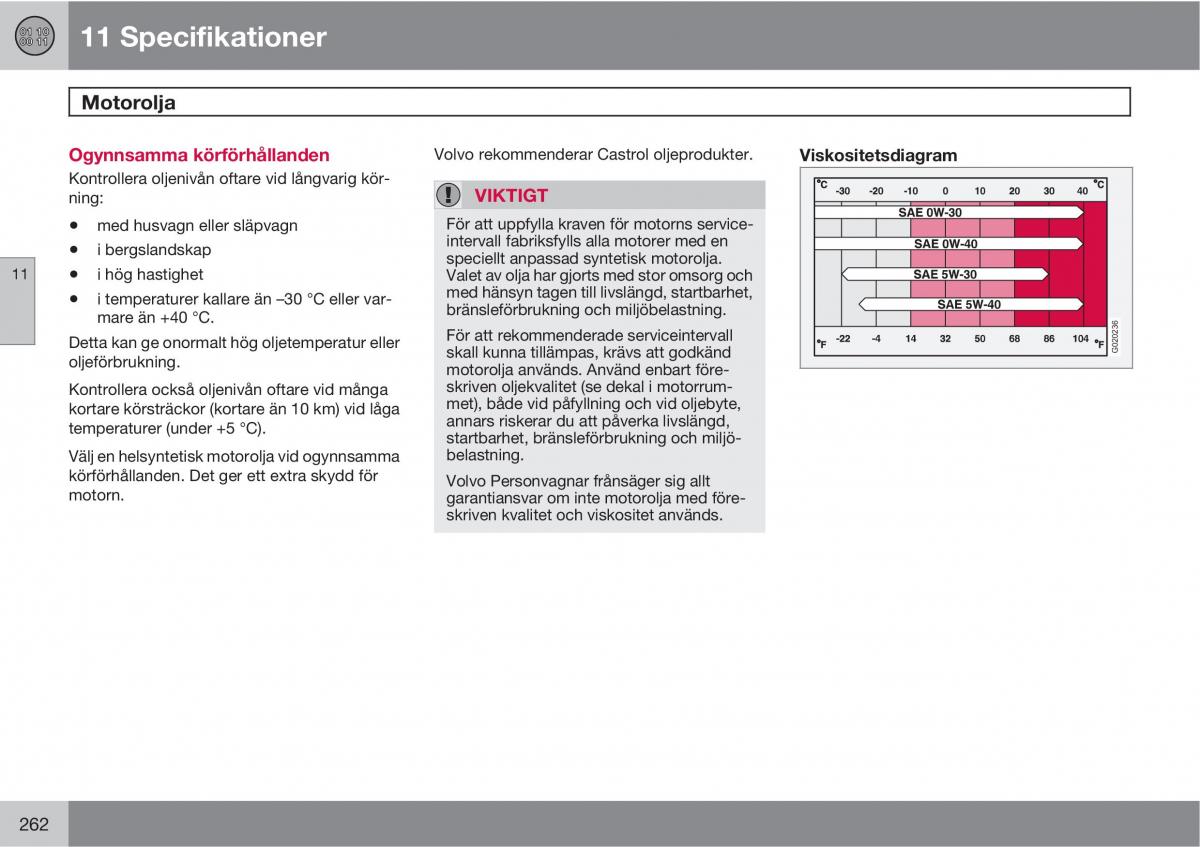 Volvo S40 II 2 instruktionsbok / page 262