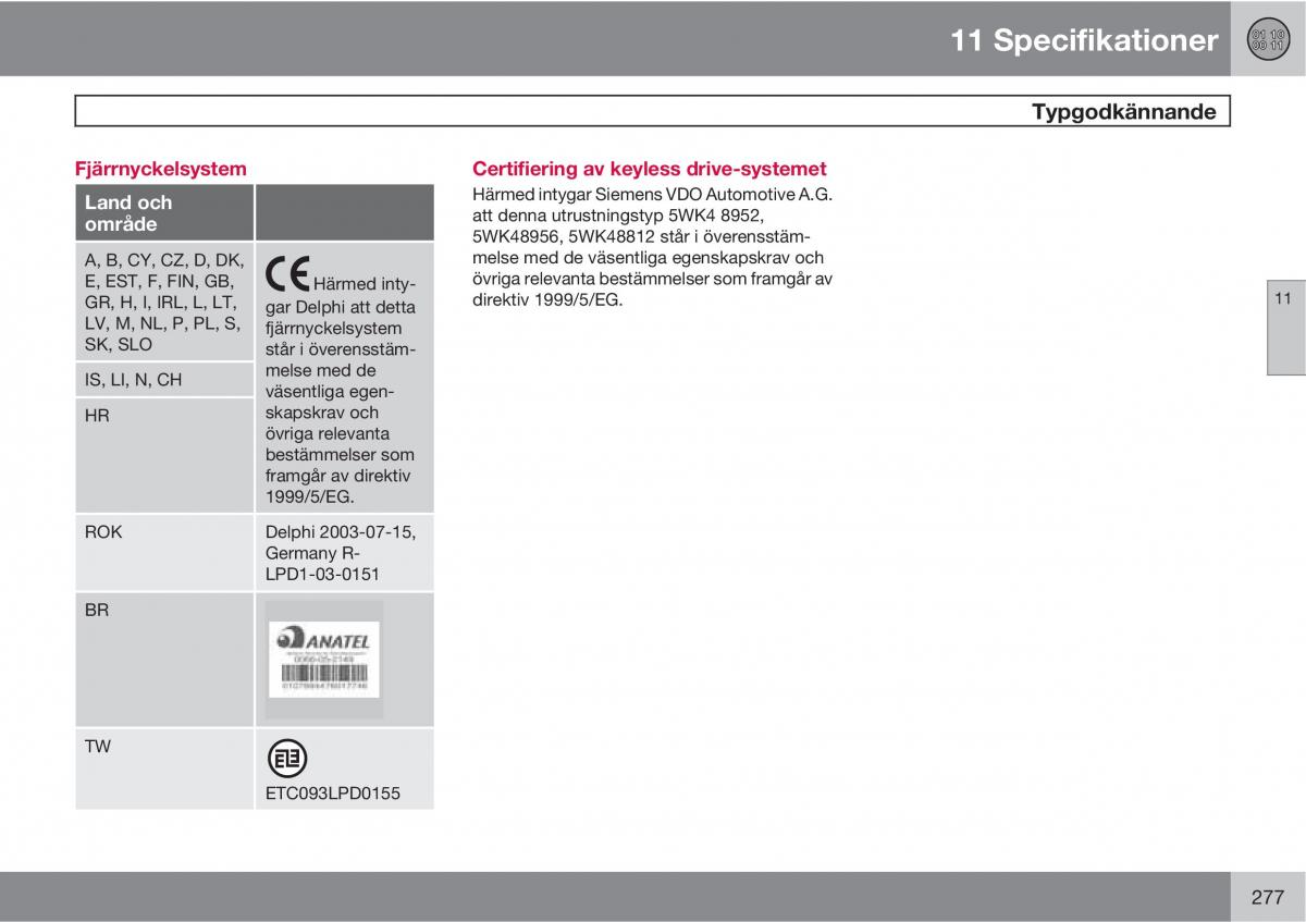 Volvo S40 II 2 instruktionsbok / page 277