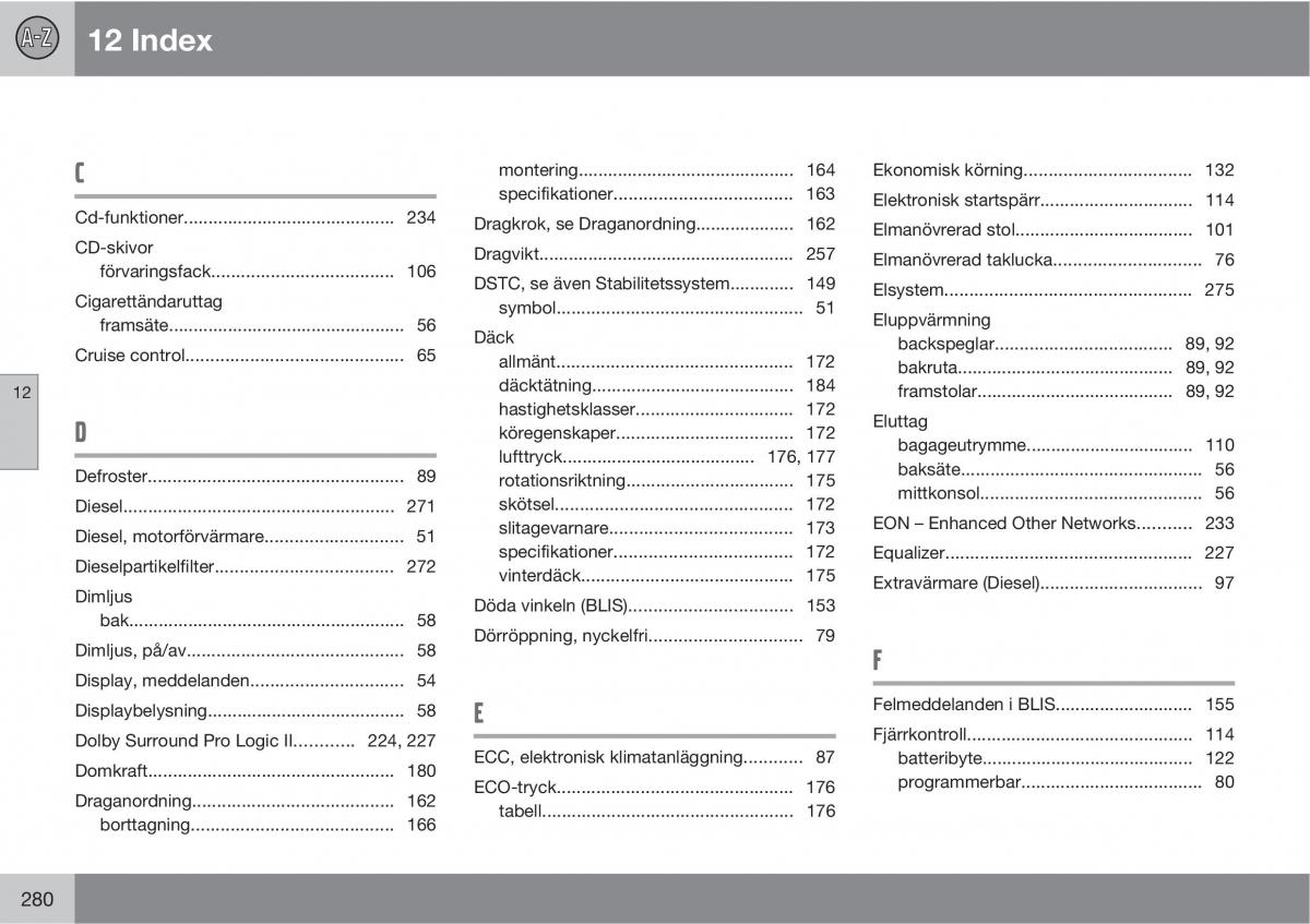 Volvo S40 II 2 instruktionsbok / page 280