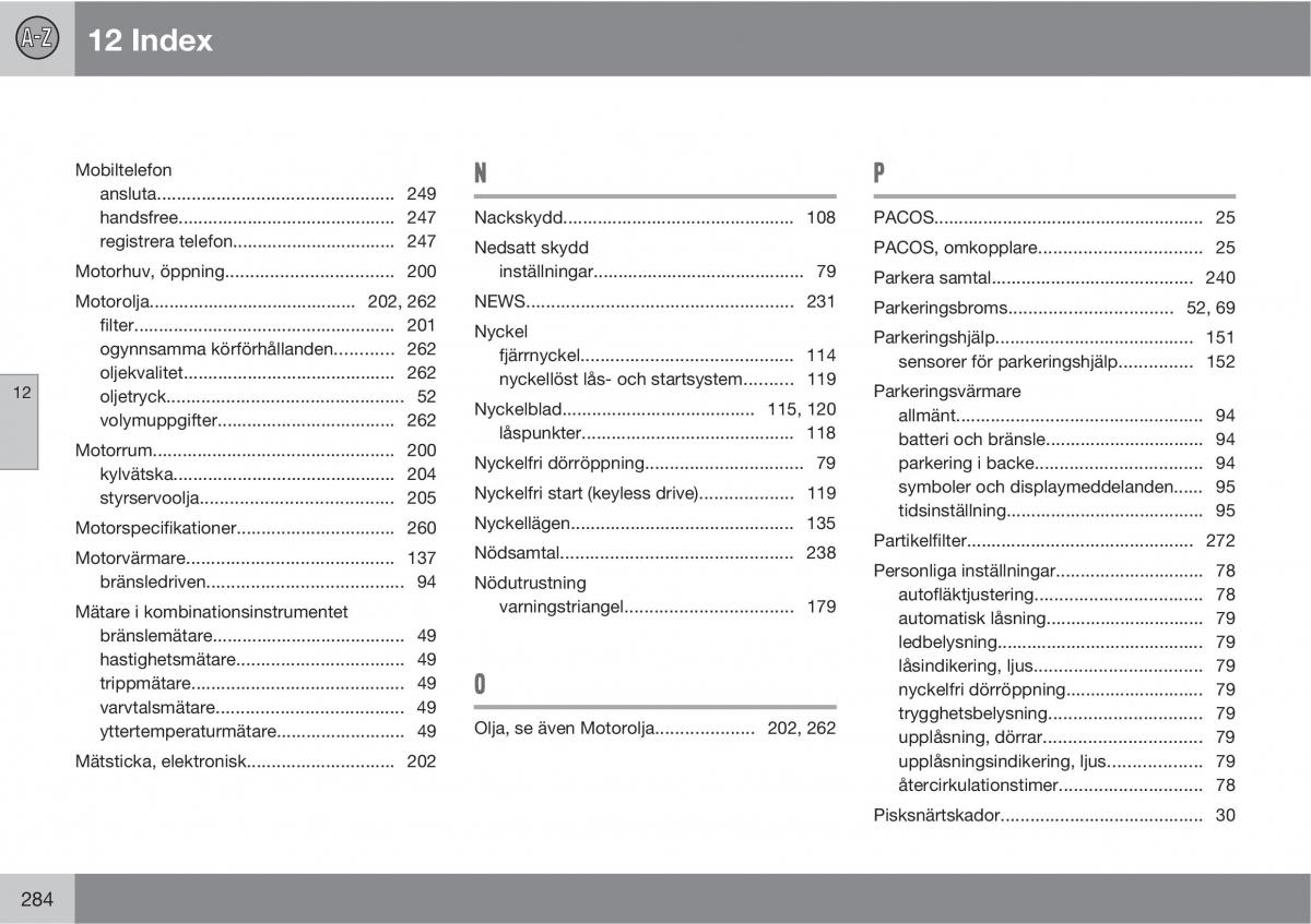 Volvo S40 II 2 instruktionsbok / page 284