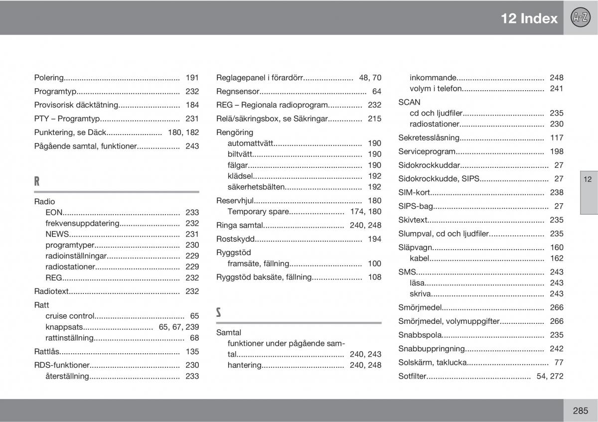 Volvo S40 II 2 instruktionsbok / page 285