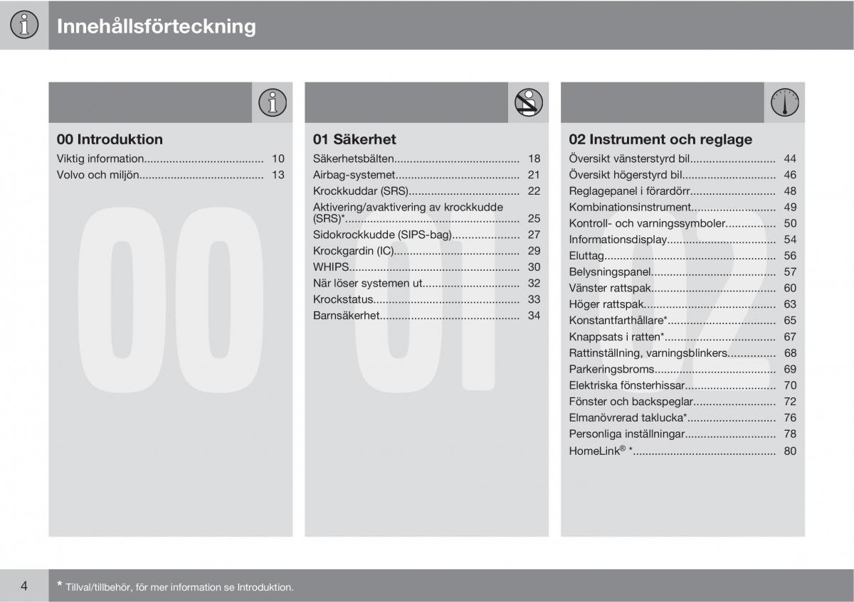 Volvo S40 II 2 instruktionsbok / page 4