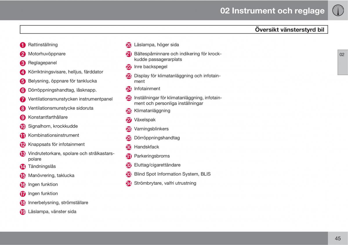 Volvo S40 II 2 instruktionsbok / page 45