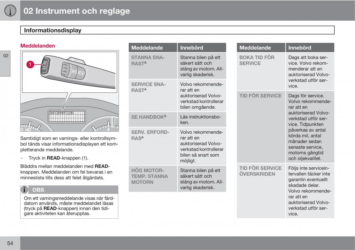 Volvo S40 II 2 instruktionsbok / page 54