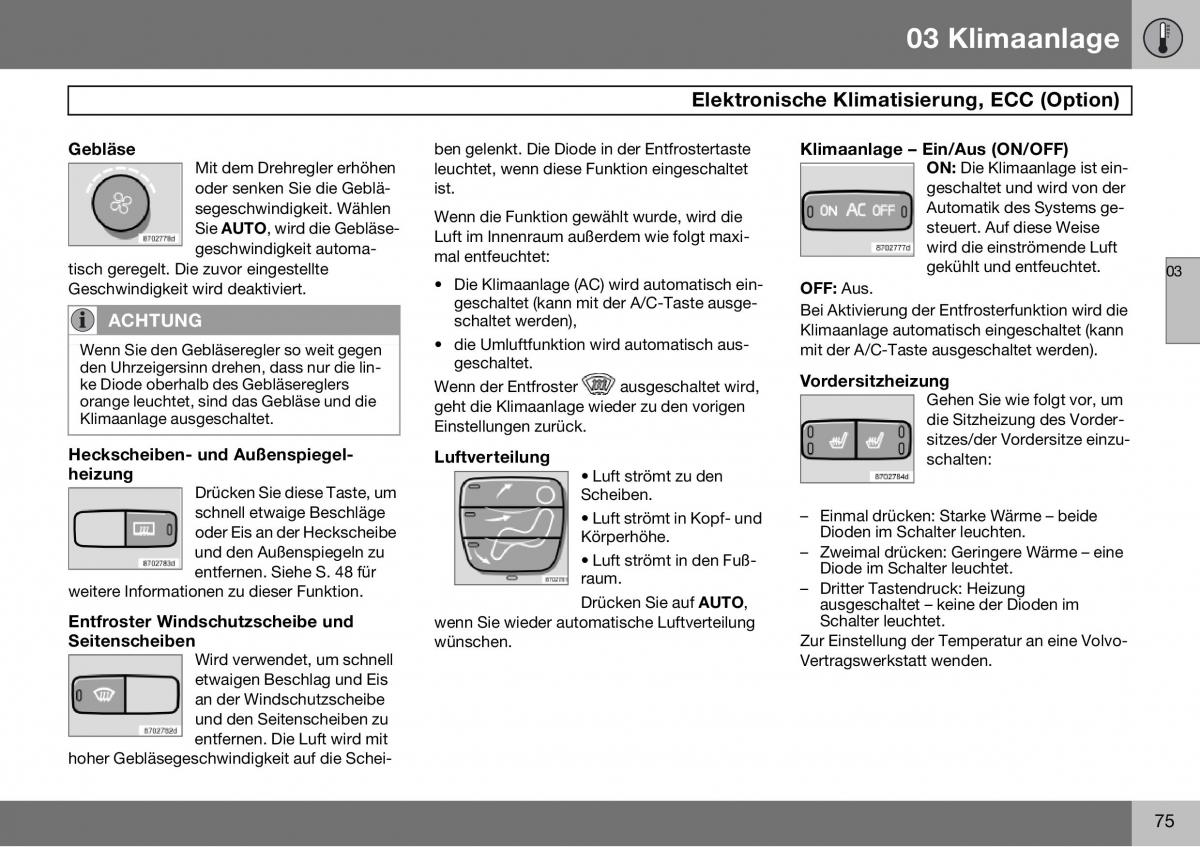 Volvo S60 I 1 Handbuch / page 76