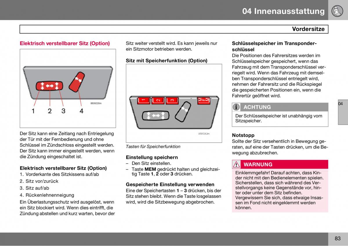 Volvo S60 I 1 Handbuch / page 84