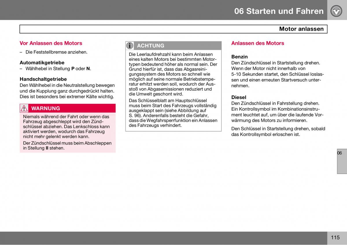 Volvo S60 I 1 Handbuch / page 116