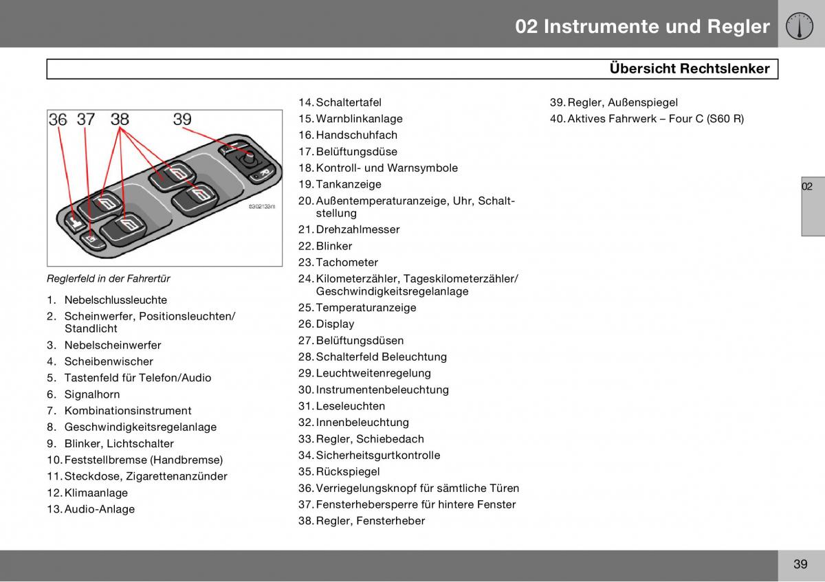 Volvo S60 I 1 Handbuch / page 40