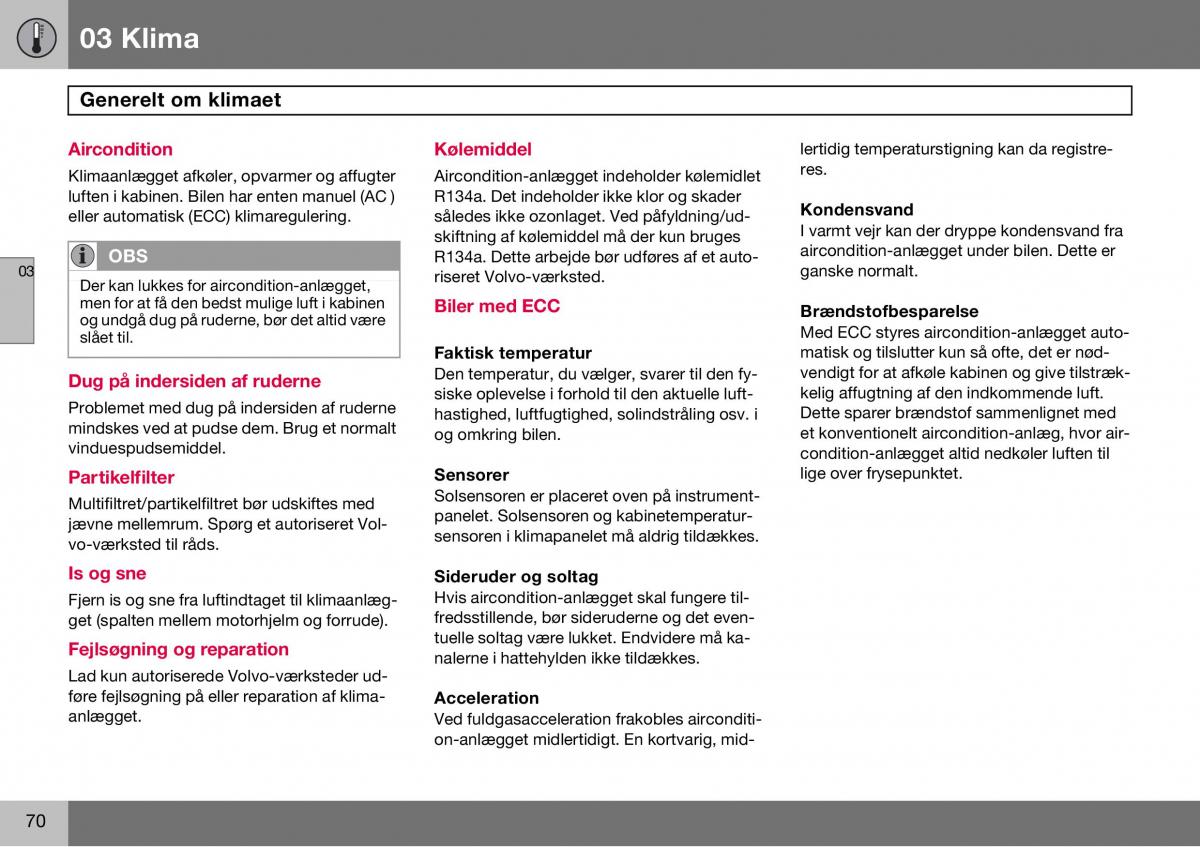 Volvo S60 I 1 Bilens instruktionsbog / page 71