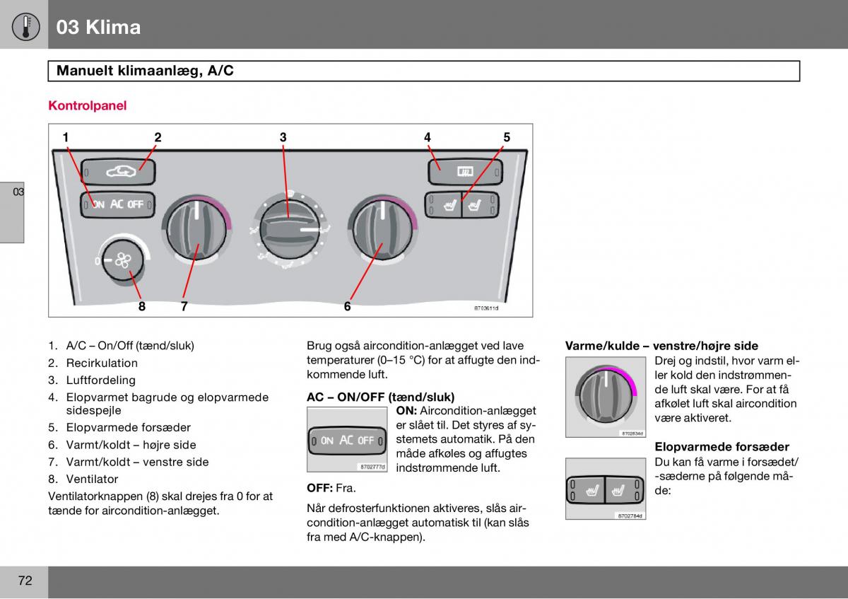 Volvo S60 I 1 Bilens instruktionsbog / page 73