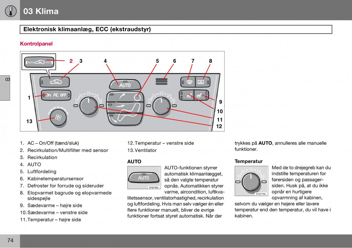 Volvo S60 I 1 Bilens instruktionsbog / page 75