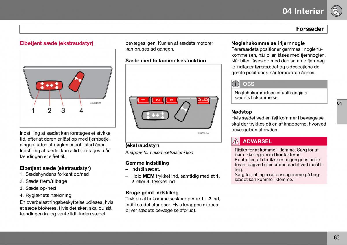 Volvo S60 I 1 Bilens instruktionsbog / page 84