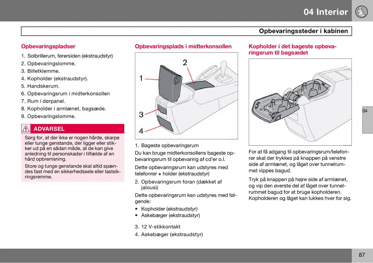 Volvo S60 I 1 Bilens instruktionsbog / page 88