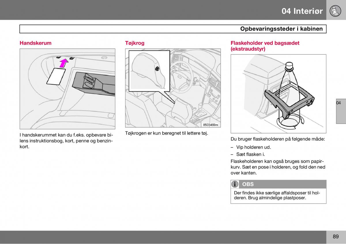 Volvo S60 I 1 Bilens instruktionsbog / page 90