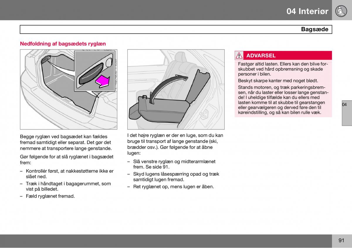 Volvo S60 I 1 Bilens instruktionsbog / page 92