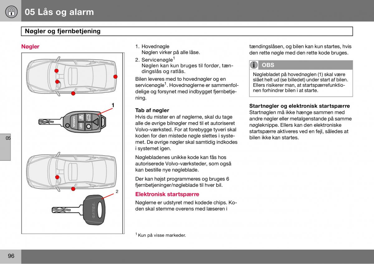 Volvo S60 I 1 Bilens instruktionsbog / page 97