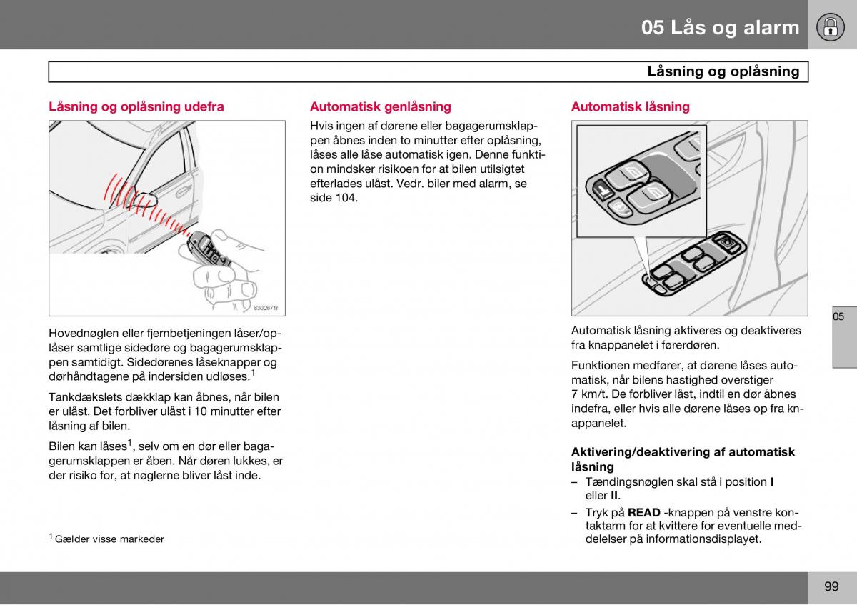 Volvo S60 I 1 Bilens instruktionsbog / page 100