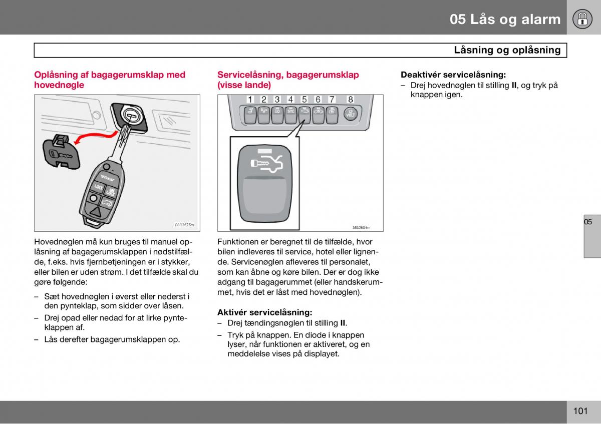 Volvo S60 I 1 Bilens instruktionsbog / page 102