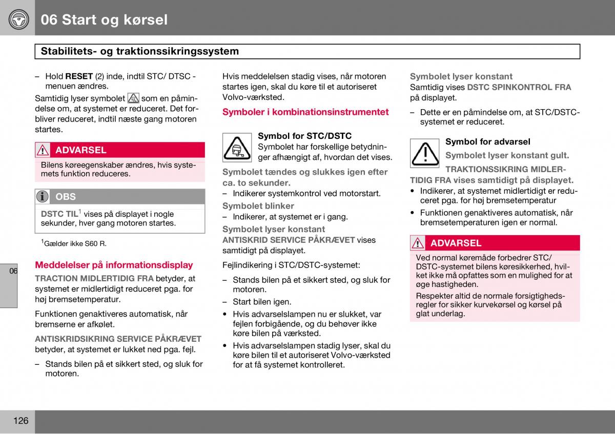 Volvo S60 I 1 Bilens instruktionsbog / page 127