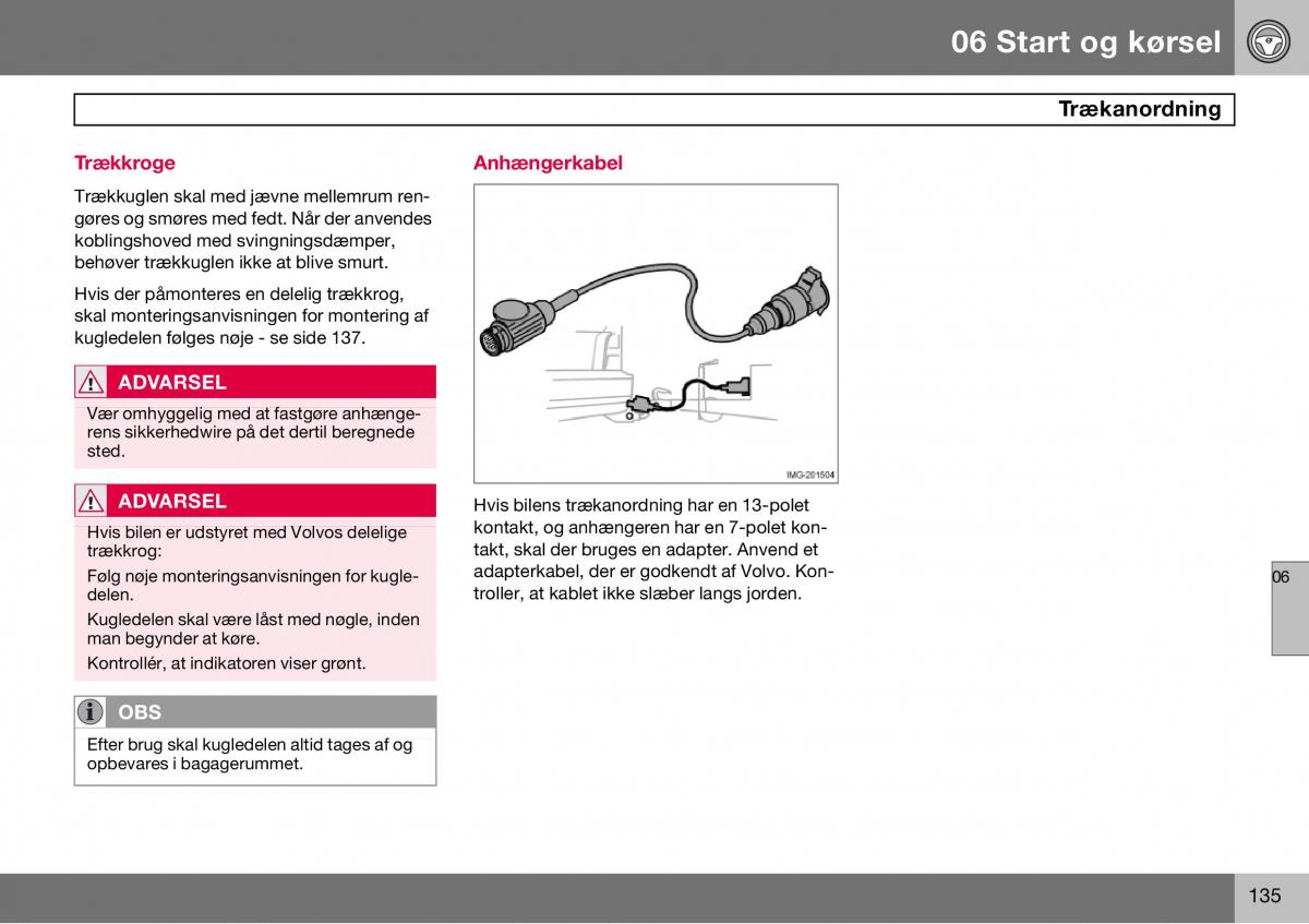 Volvo S60 I 1 Bilens instruktionsbog / page 136