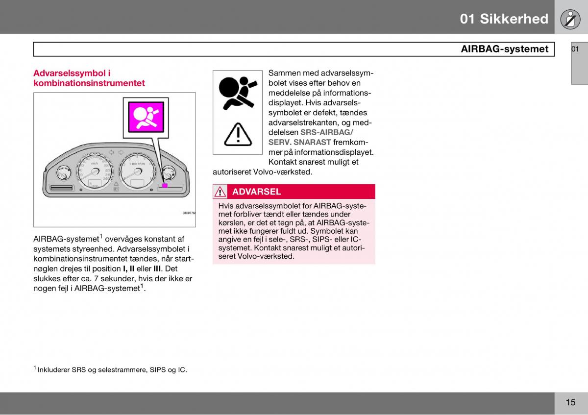 Volvo S60 I 1 Bilens instruktionsbog / page 16