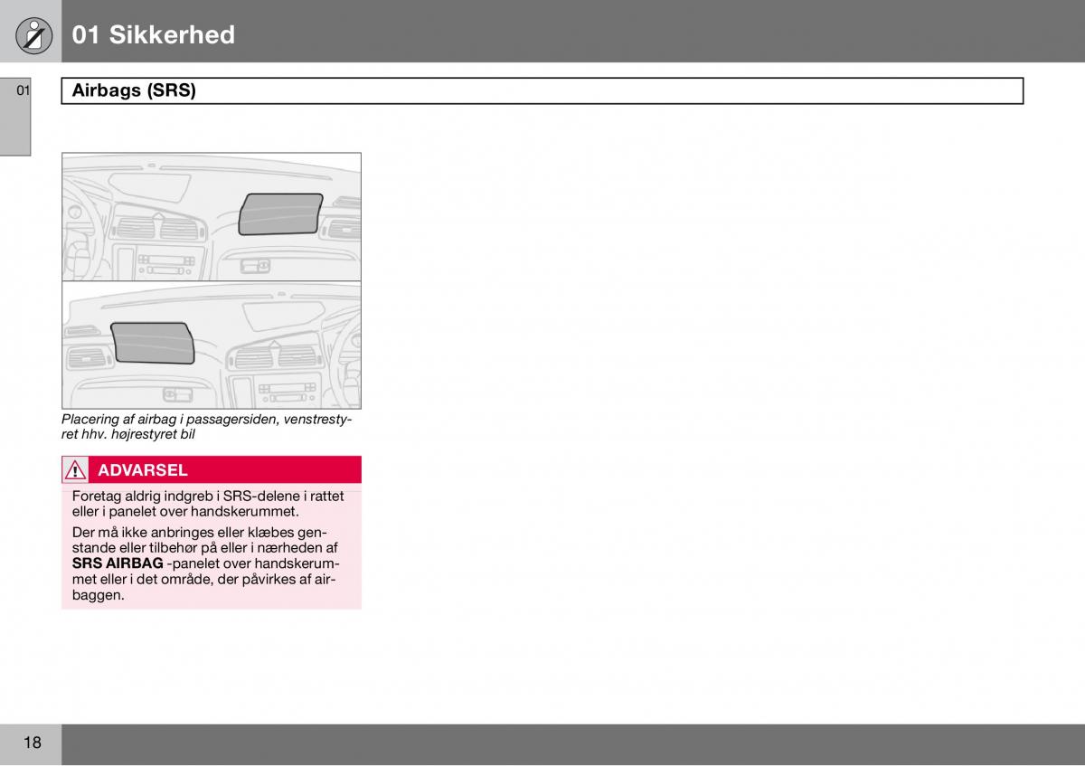 Volvo S60 I 1 Bilens instruktionsbog / page 19