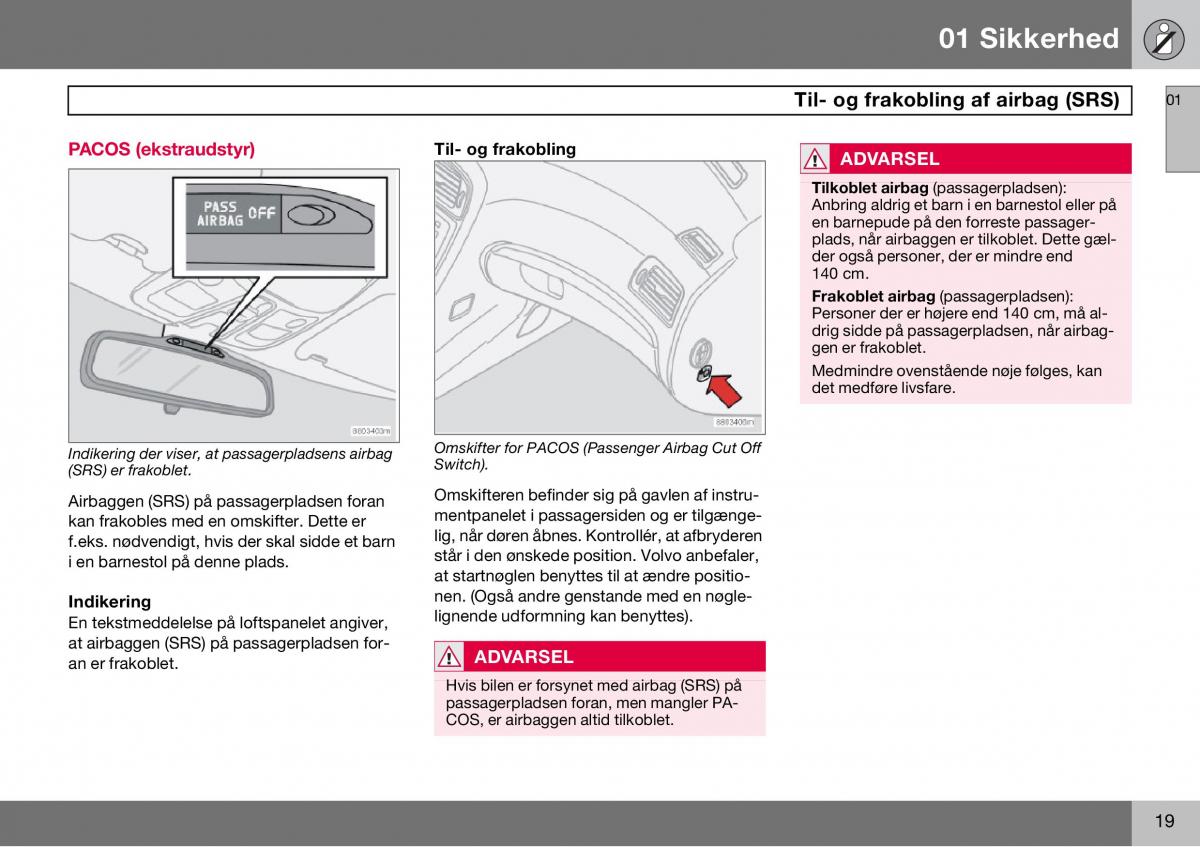 Volvo S60 I 1 Bilens instruktionsbog / page 20