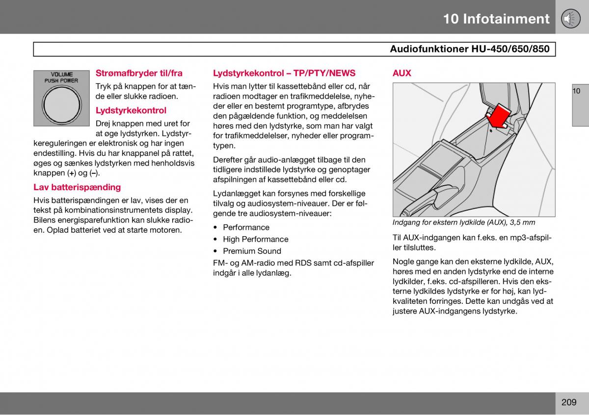 Volvo S60 I 1 Bilens instruktionsbog / page 210