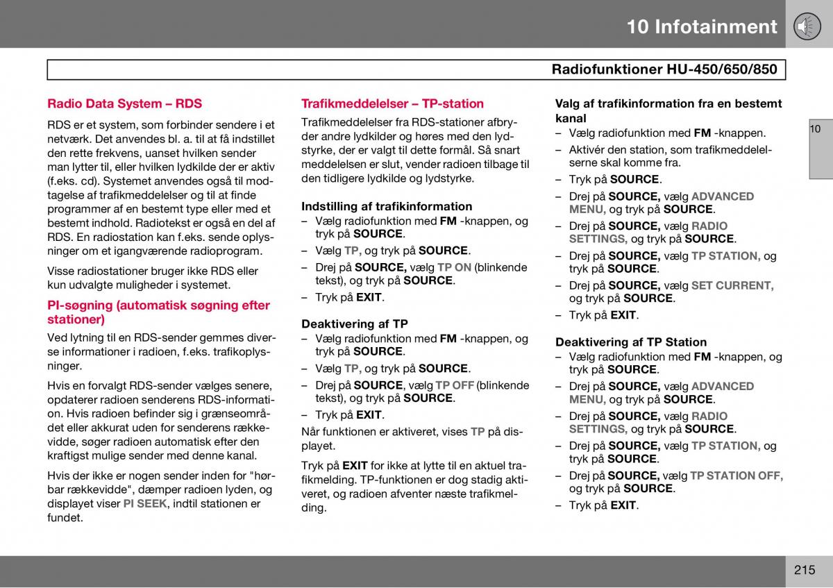 Volvo S60 I 1 Bilens instruktionsbog / page 216