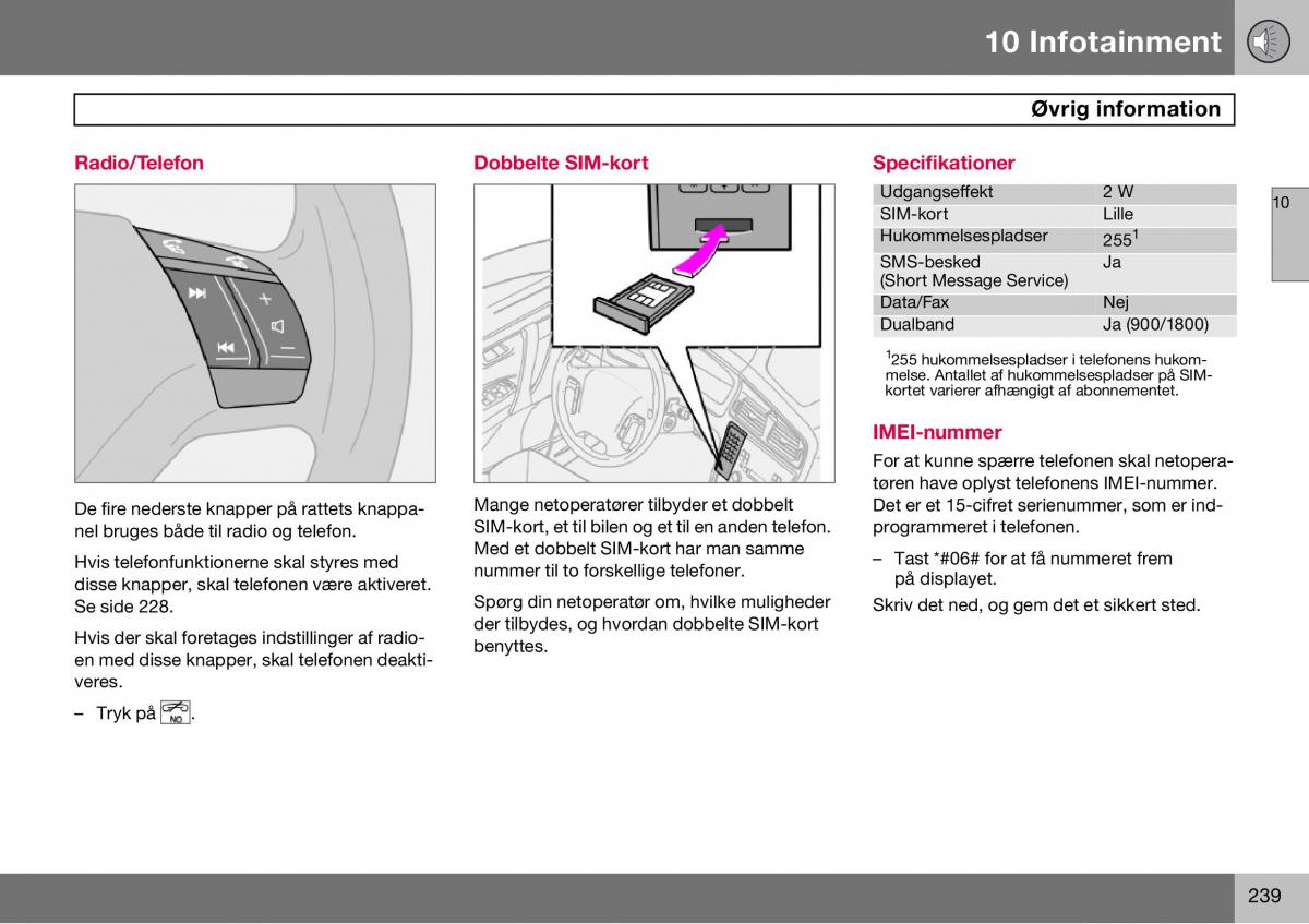 Volvo S60 I 1 Bilens instruktionsbog / page 240