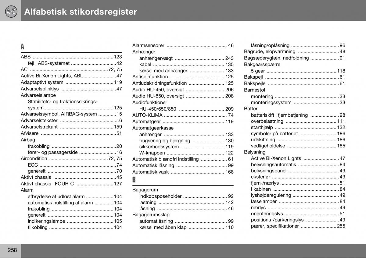 Volvo S60 I 1 Bilens instruktionsbog / page 259