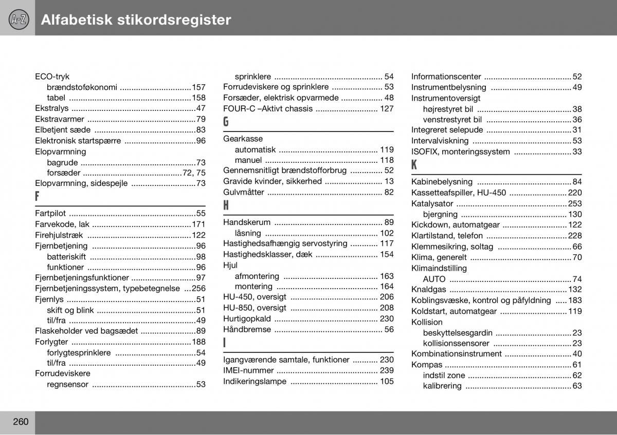 Volvo S60 I 1 Bilens instruktionsbog / page 261