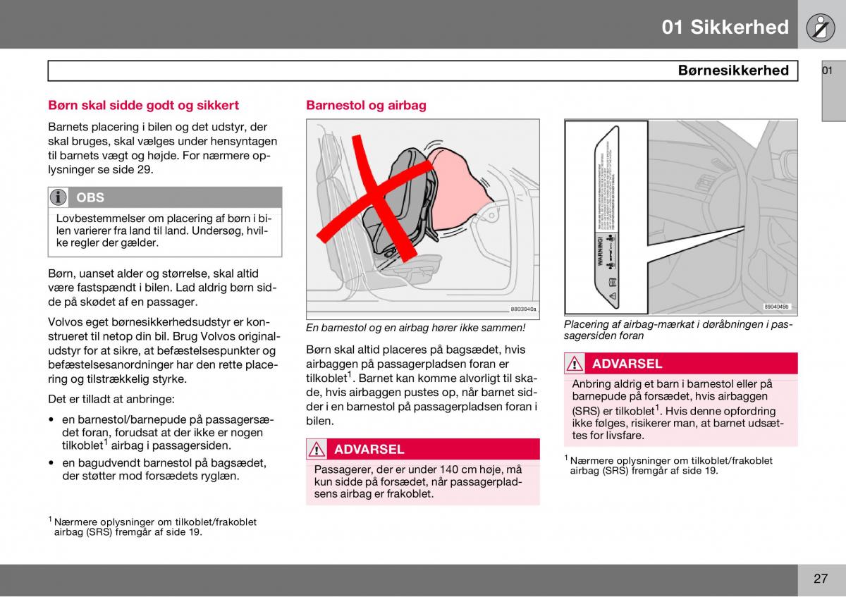 Volvo S60 I 1 Bilens instruktionsbog / page 28