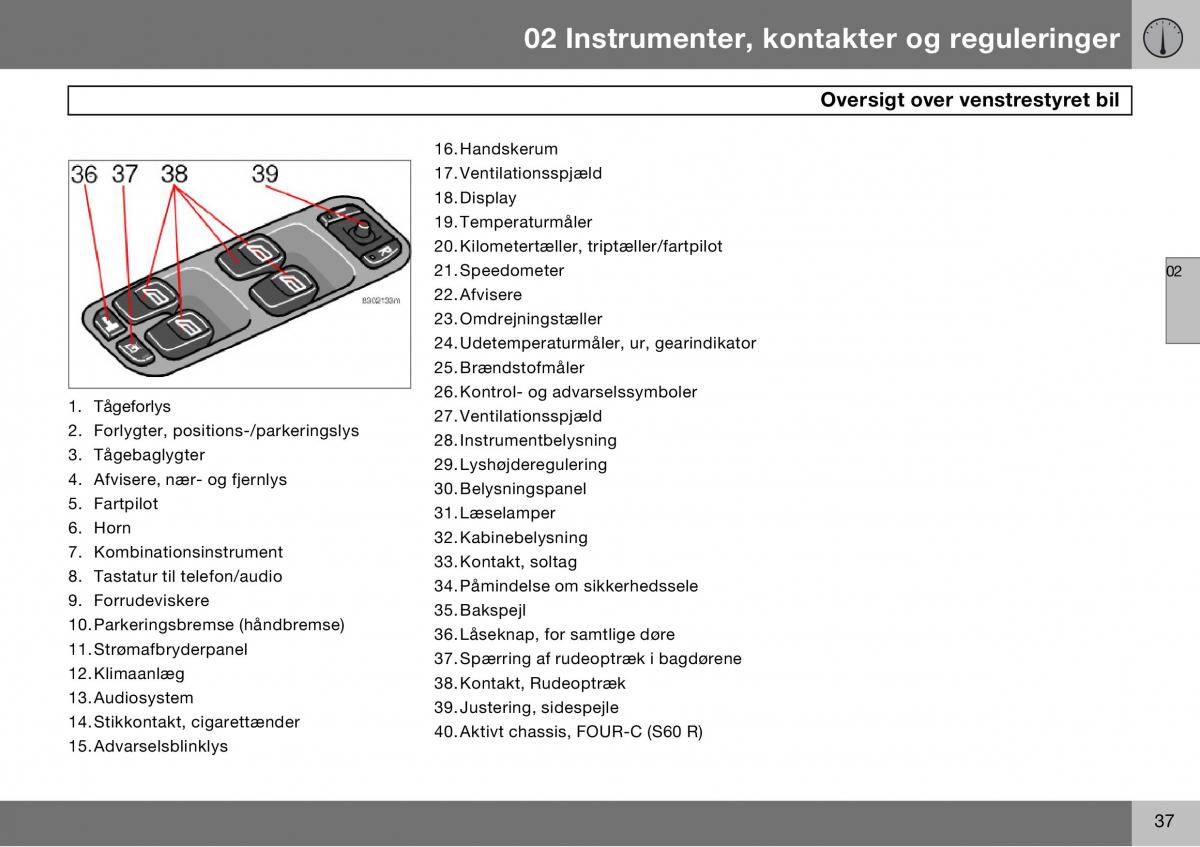 Volvo S60 I 1 Bilens instruktionsbog / page 38