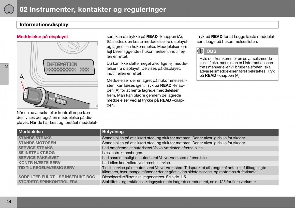 Volvo S60 I 1 Bilens instruktionsbog / page 45