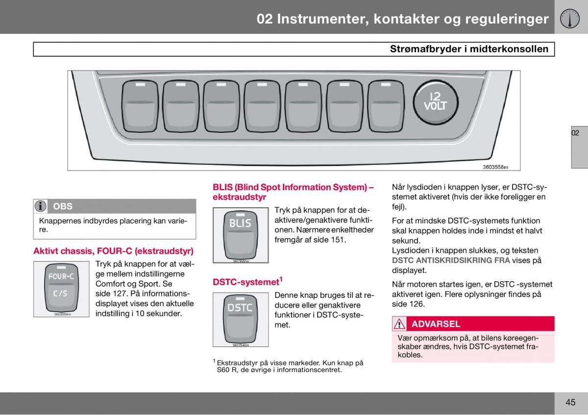 Volvo S60 I 1 Bilens instruktionsbog / page 46