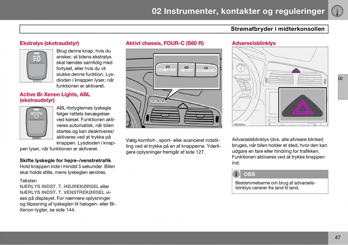 Volvo S60 I 1 Bilens instruktionsbog / page 48