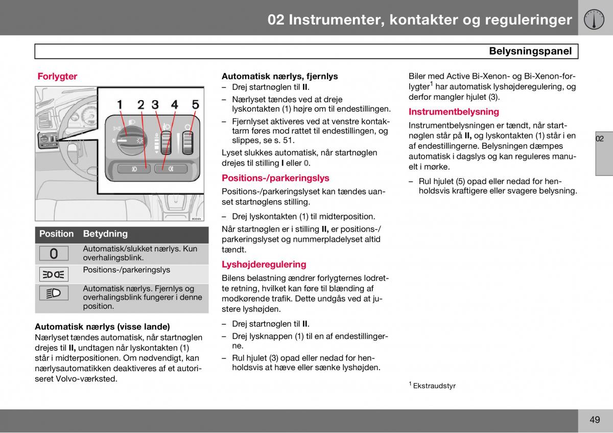 Volvo S60 I 1 Bilens instruktionsbog / page 50