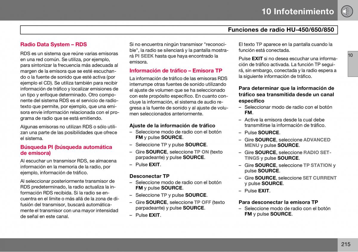 Volvo S60 I 1 manual del propietario / page 216