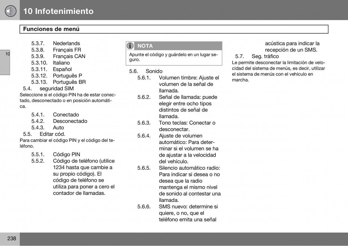 Volvo S60 I 1 manual del propietario / page 239