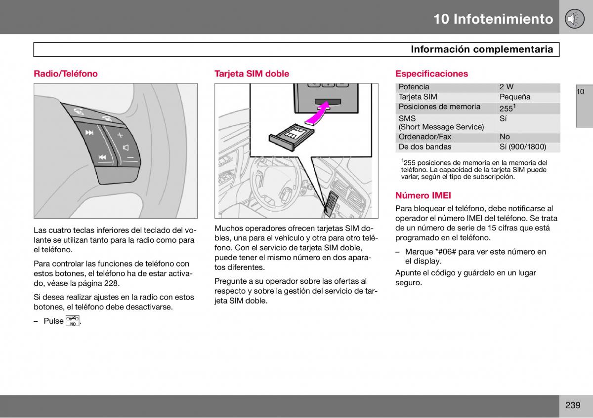 Volvo S60 I 1 manual del propietario / page 240