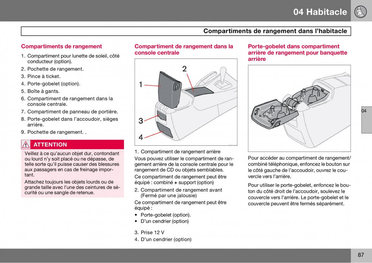 Volvo S60 I 1 manuel du proprietaire / page 88