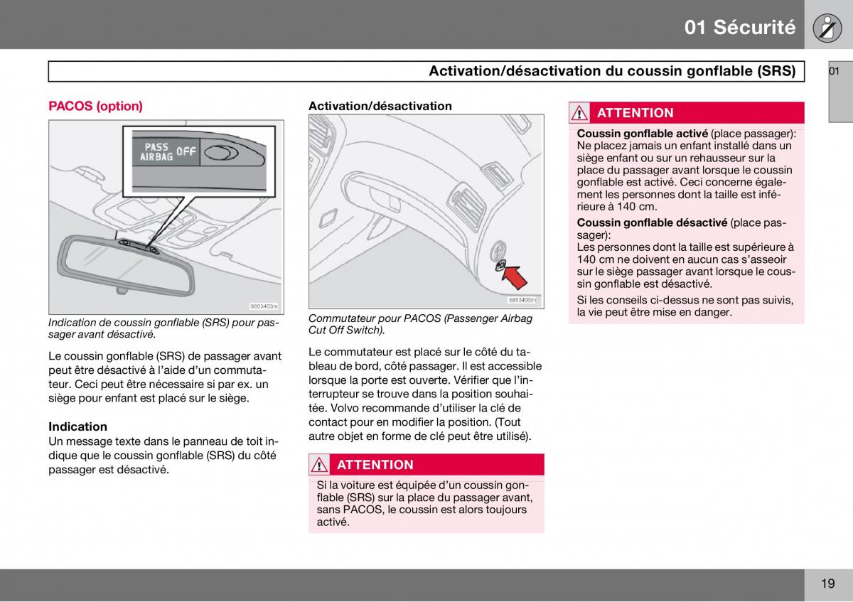 Volvo S60 I 1 manuel du proprietaire / page 20