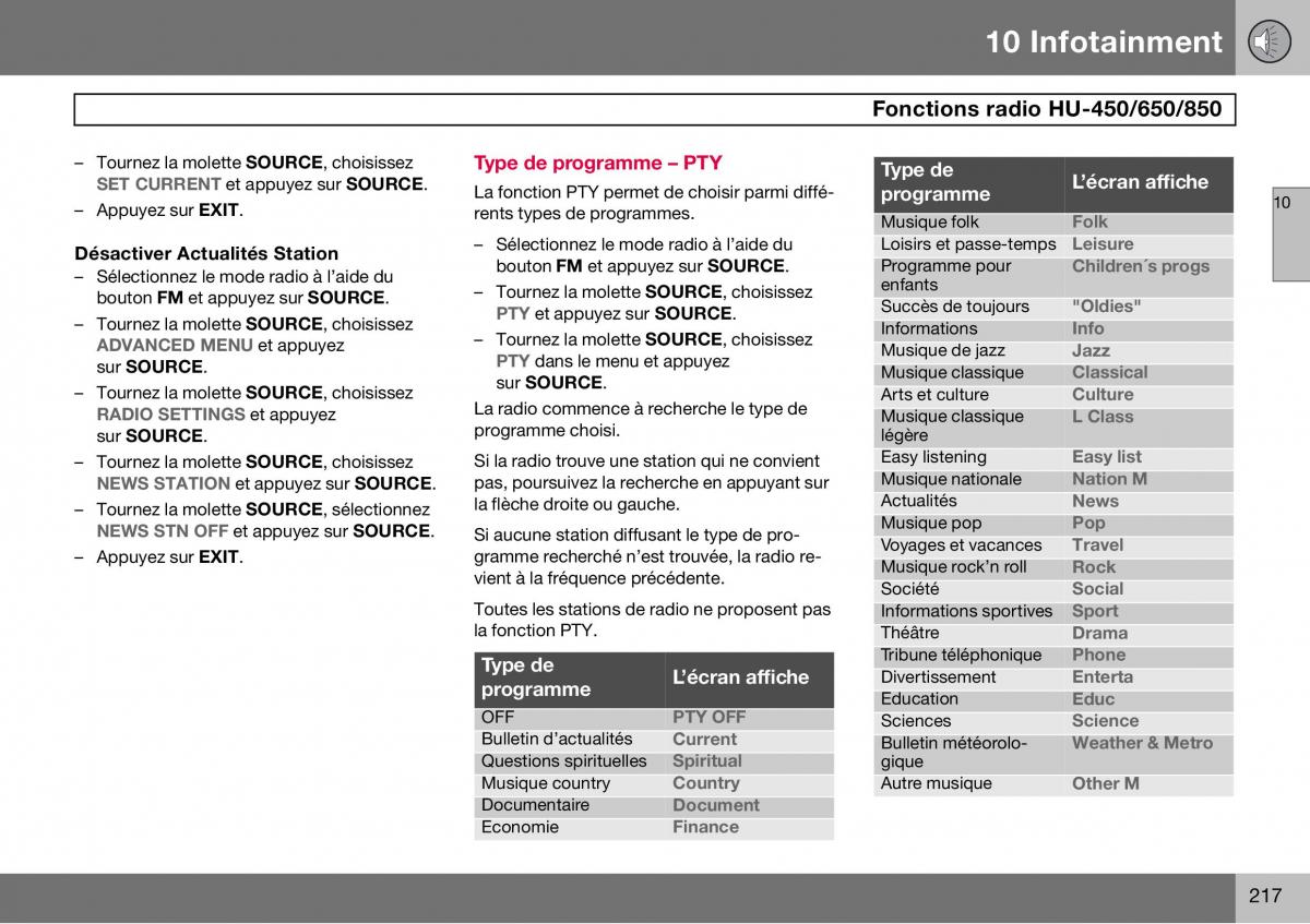 Volvo S60 I 1 manuel du proprietaire / page 218