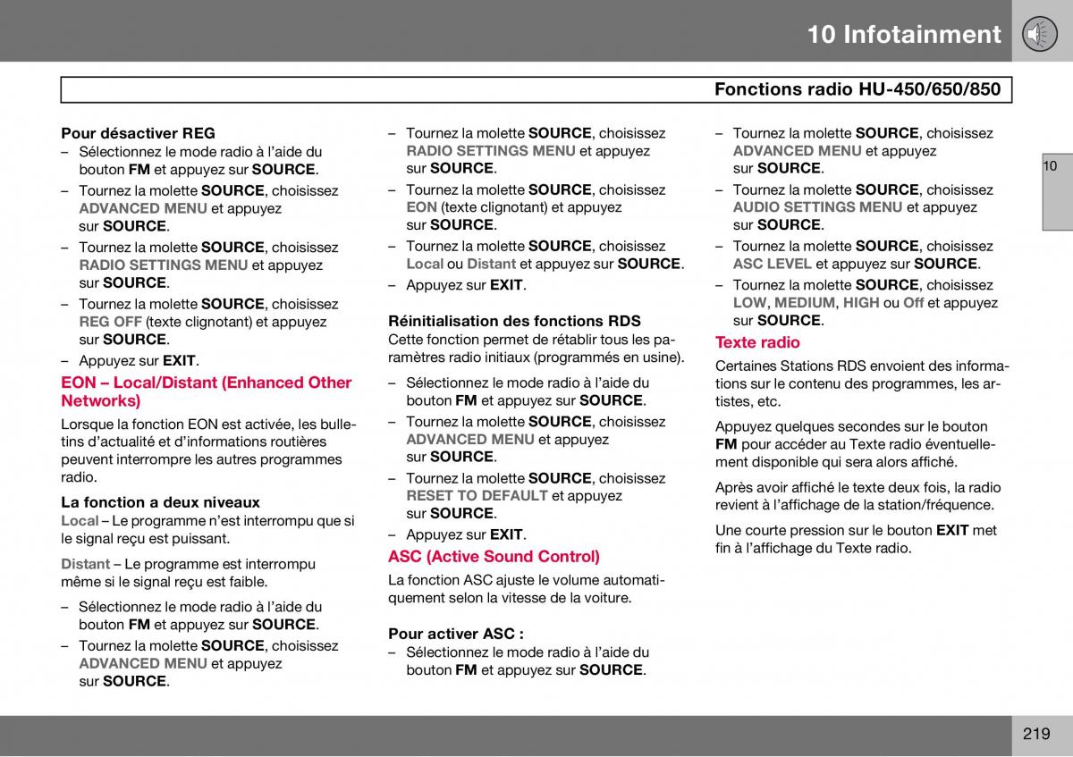 Volvo S60 I 1 manuel du proprietaire / page 220