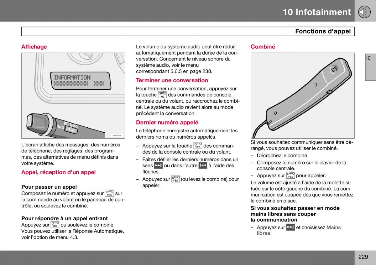 Volvo S60 I 1 manuel du proprietaire / page 230