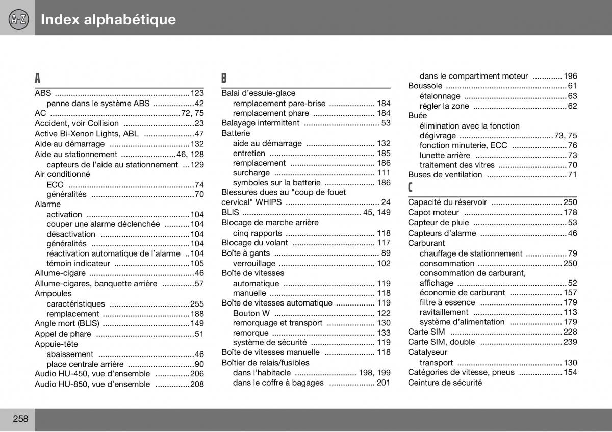 Volvo S60 I 1 manuel du proprietaire / page 259