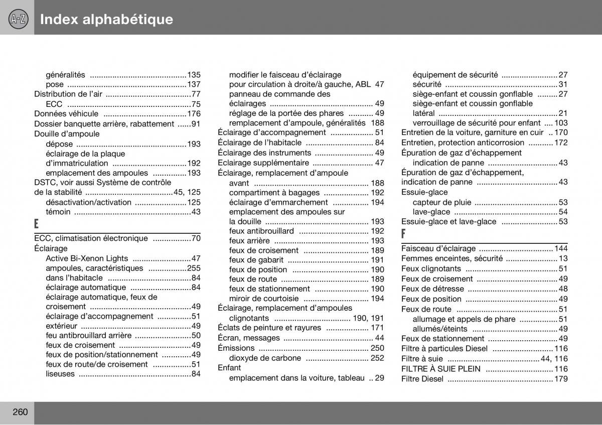 Volvo S60 I 1 manuel du proprietaire / page 261