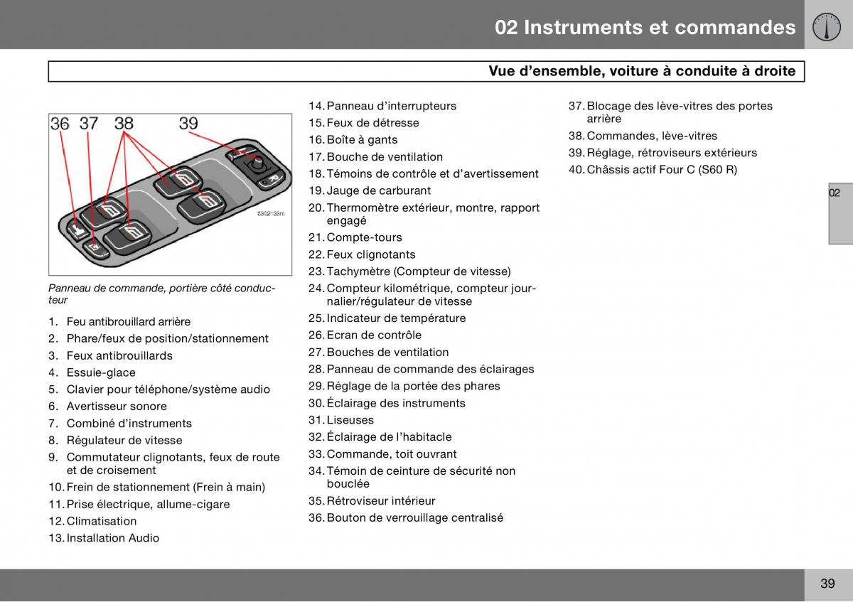 Volvo S60 I 1 manuel du proprietaire / page 40